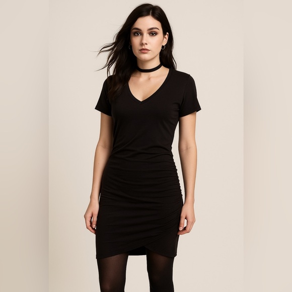 Athleta Dresses & Skirts - Athleta Women’s Black Seeker Tee Ruched Tulip Dress – Cotton S Tall Gorpcore